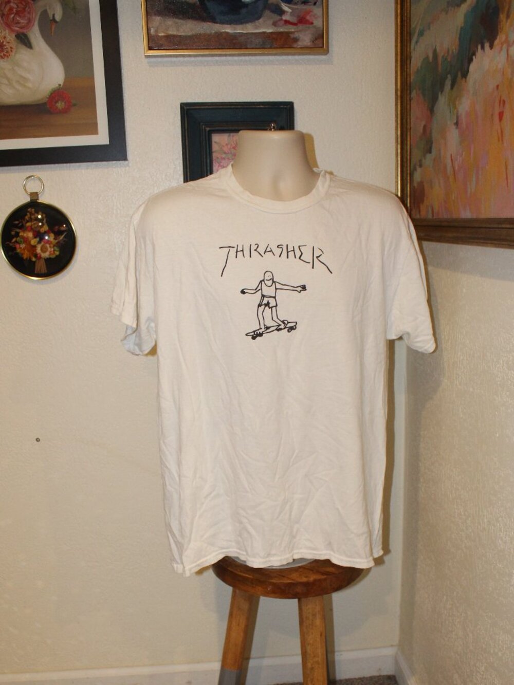 Anti Hero Skateboards Thrasher Parody White Graphic T-Shirt Large